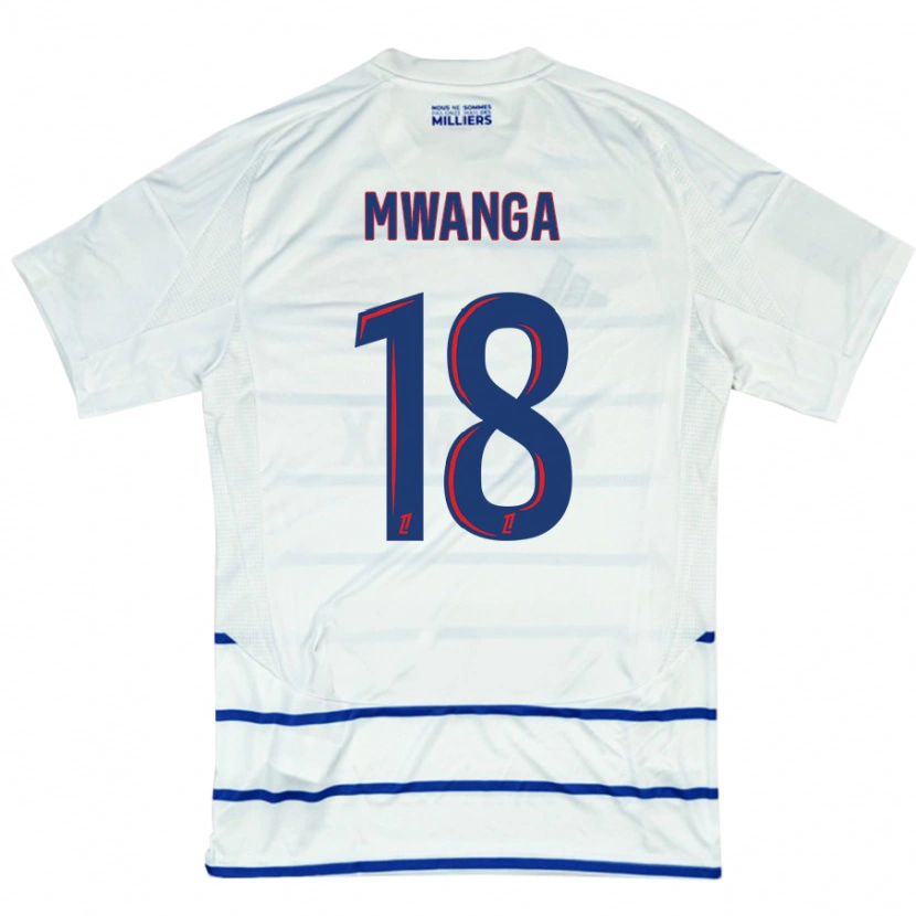 Danxen Uomo Maglia Junior Mwanga #18 Bianco Blu Kit Gara Away 2024/25 Maglietta