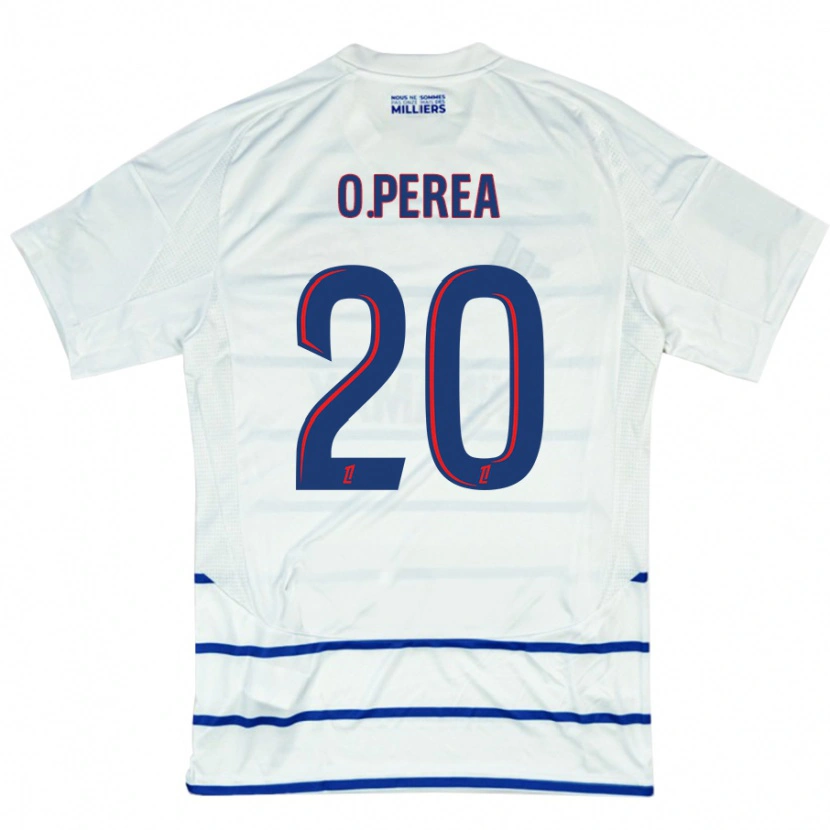 Danxen Uomo Maglia Óscar Perea #20 Bianco Blu Kit Gara Away 2024/25 Maglietta