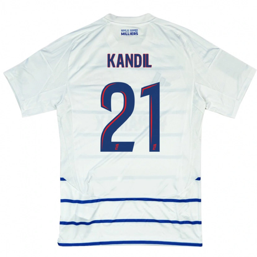 Danxen Uomo Maglia Nordine Kandil #21 Bianco Blu Kit Gara Away 2024/25 Maglietta