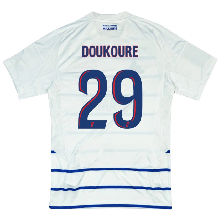 Danxen Uomo Maglia Ismaël Doukouré #29 Bianco Blu Kit Gara Away 2024/25 Maglietta