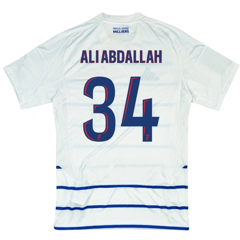 Danxen Uomo Maglia Aboubacar Ali Abdallah #34 Bianco Blu Kit Gara Away 2024/25 Maglietta