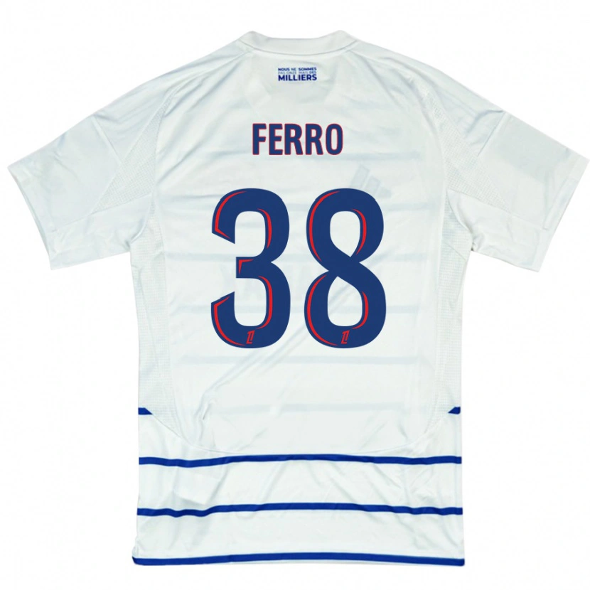 Danxen Uomo Maglia Nolan Ferro #38 Bianco Blu Kit Gara Away 2024/25 Maglietta