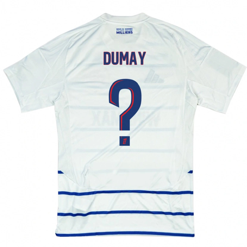Danxen Uomo Maglia Yoann Dumay #0 Bianco Blu Kit Gara Away 2024/25 Maglietta