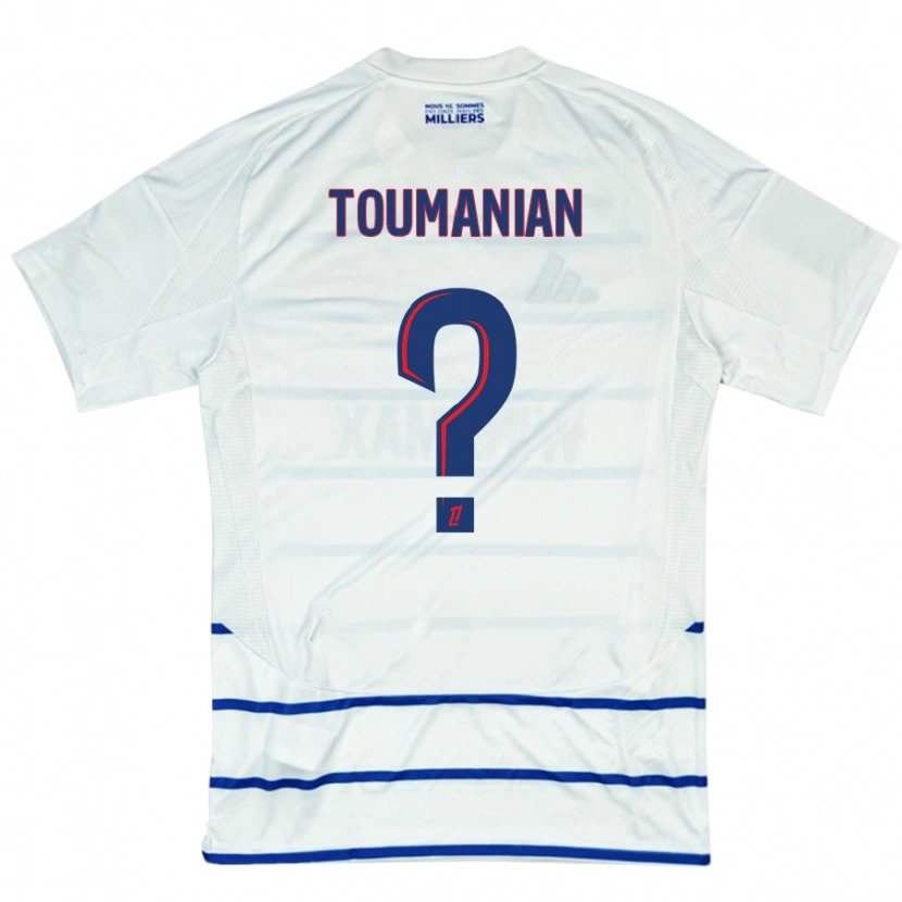 Danxen Uomo Maglia Anthony Toumanian #0 Bianco Blu Kit Gara Away 2024/25 Maglietta
