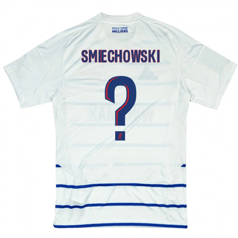 Danxen Uomo Maglia Artur Smiechowski #0 Bianco Blu Kit Gara Away 2024/25 Maglietta