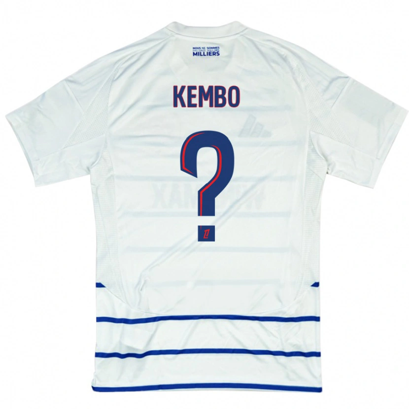 Danxen Uomo Maglia Driss Kembo #0 Bianco Blu Kit Gara Away 2024/25 Maglietta