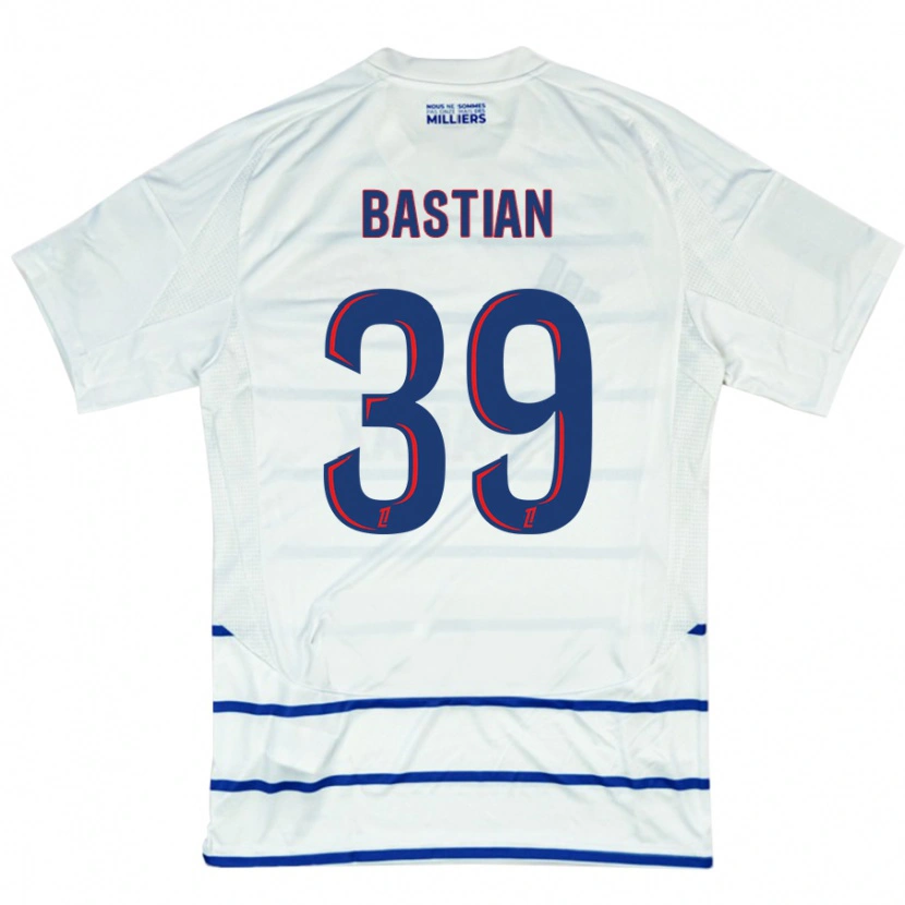 Danxen Uomo Maglia Maxime Bastian #39 Bianco Blu Kit Gara Away 2024/25 Maglietta