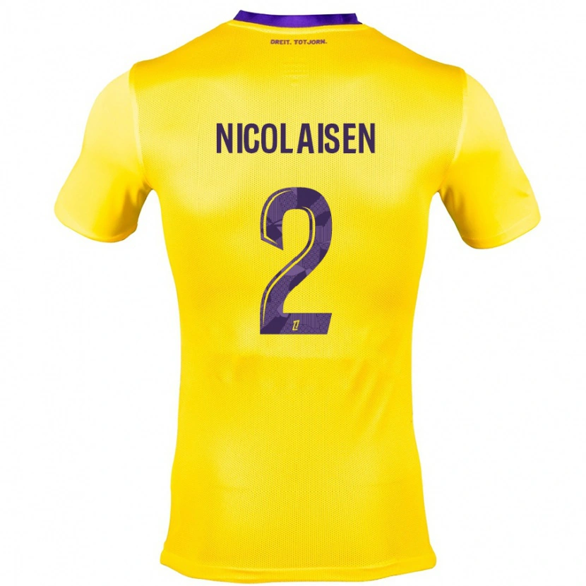 Danxen Uomo Maglia Rasmus Nicolaisen #2 Giallo Viola Kit Gara Away 2024/25 Maglietta