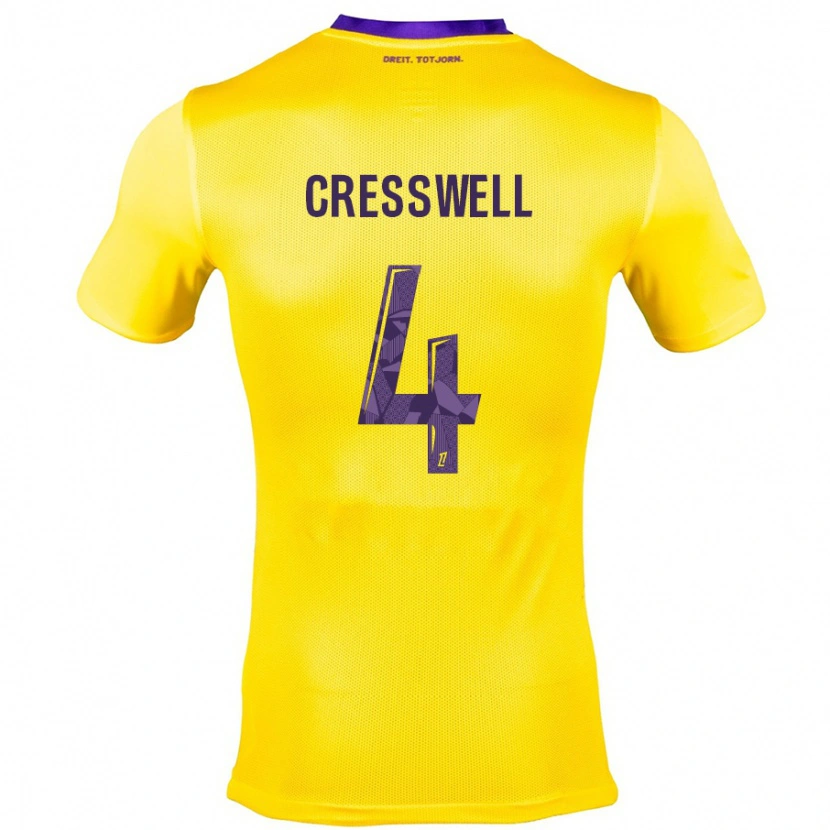 Danxen Uomo Maglia Charlie Cresswell #4 Giallo Viola Kit Gara Away 2024/25 Maglietta