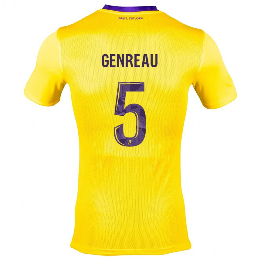 Danxen Uomo Maglia Denis Genreau #5 Giallo Viola Kit Gara Away 2024/25 Maglietta