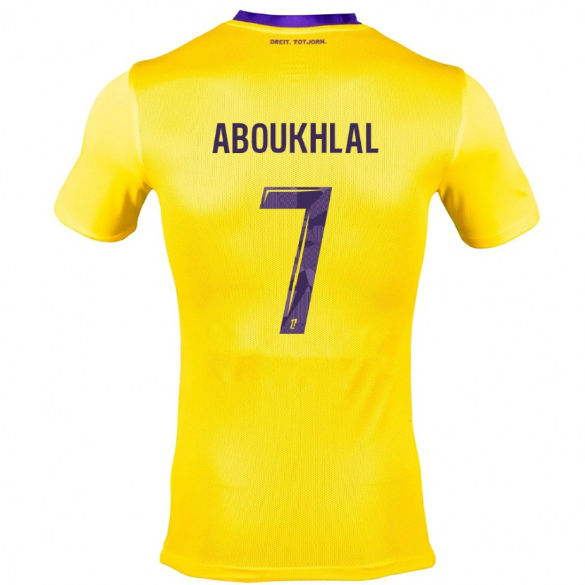 Danxen Uomo Maglia Zakaria Aboukhlal #7 Giallo Viola Kit Gara Away 2024/25 Maglietta