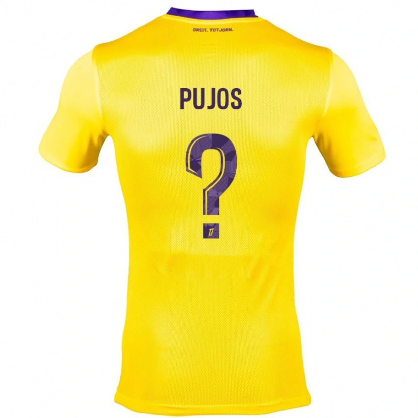 Danxen Uomo Maglia Clément Pujos #0 Giallo Viola Kit Gara Away 2024/25 Maglietta
