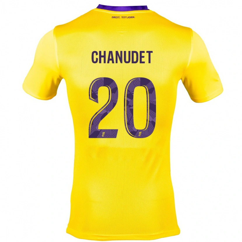 Danxen Uomo Maglia Coralie Chanudet #20 Giallo Viola Kit Gara Away 2024/25 Maglietta