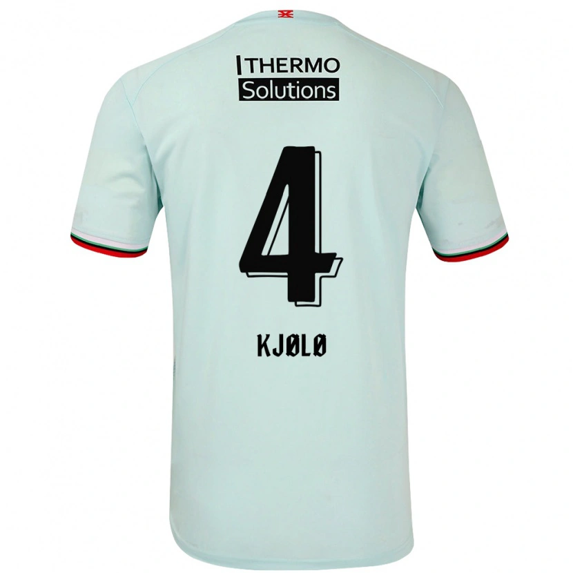 Danxen Uomo Maglia Mathias Kjølø #4 Verde Chiaro Kit Gara Away 2024/25 Maglietta