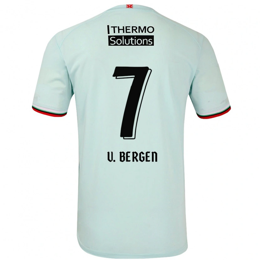 Danxen Uomo Maglia Mitchell Van Bergen #7 Verde Chiaro Kit Gara Away 2024/25 Maglietta