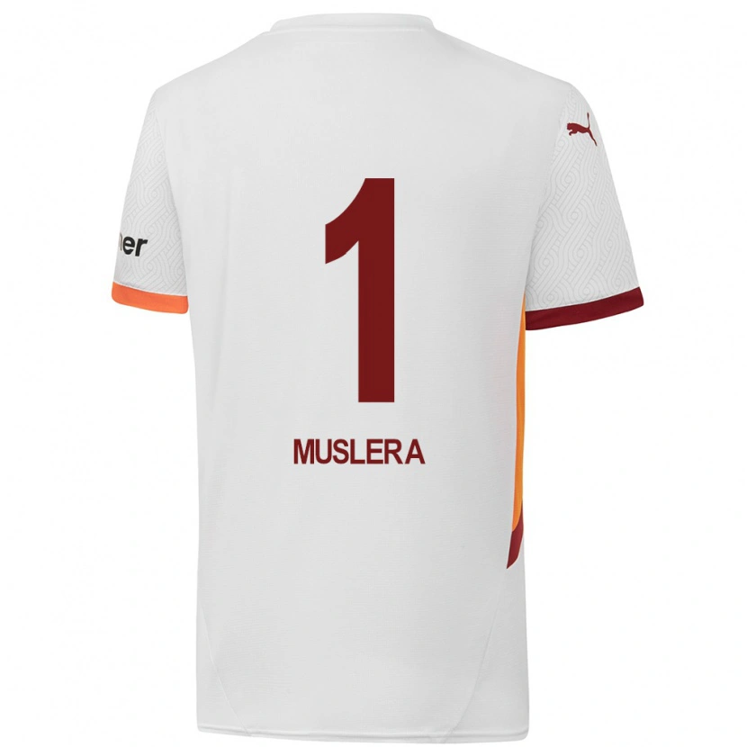 Danxen Uomo Maglia Fernando Muslera #1 Bianco Giallo Rosso Kit Gara Away 2024/25 Maglietta