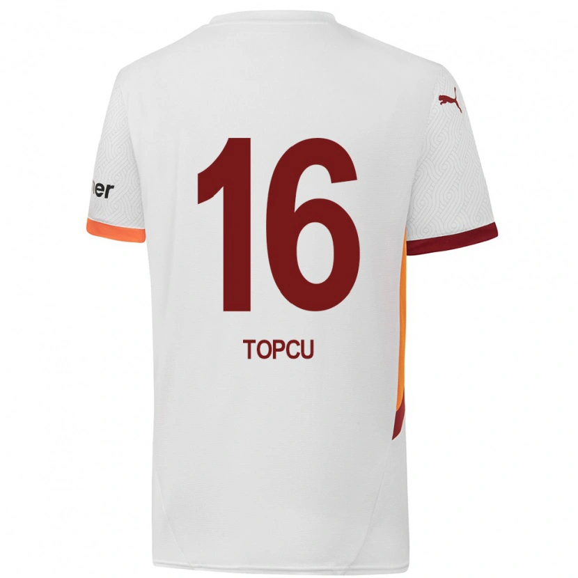 Danxen Uomo Maglia Ebru Topçu #16 Bianco Giallo Rosso Kit Gara Away 2024/25 Maglietta