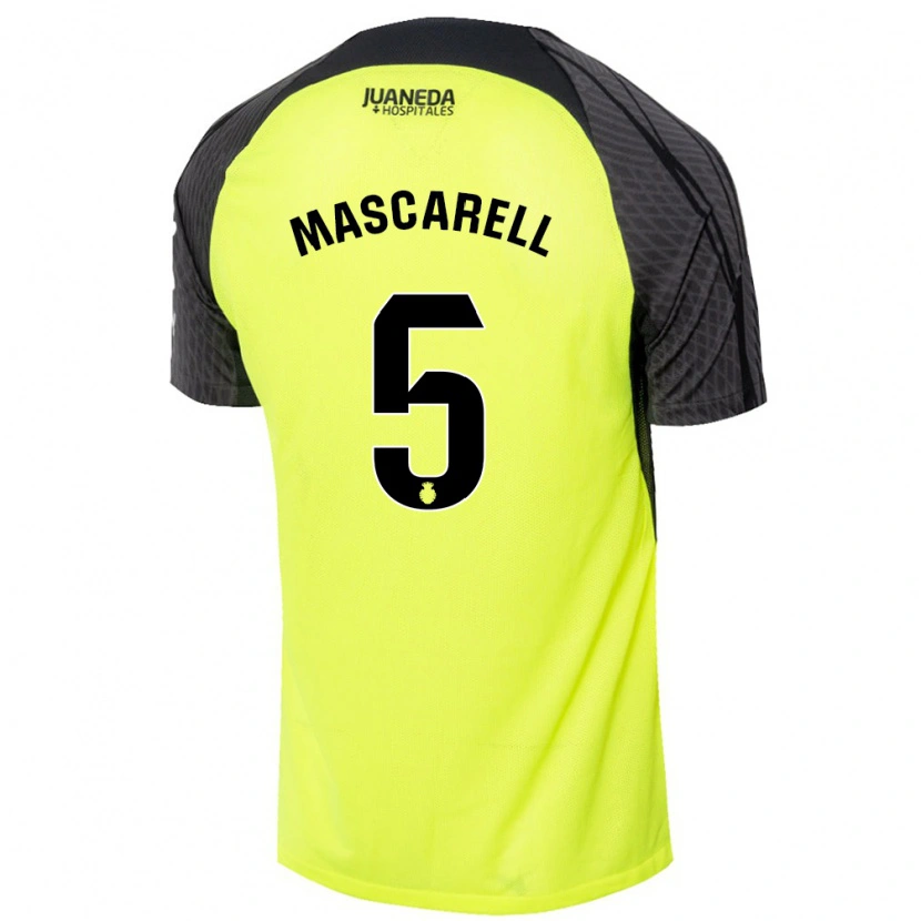 Danxen Uomo Maglia Omar Mascarell #5 Verde Fluorescente Nero Kit Gara Away 2024/25 Maglietta