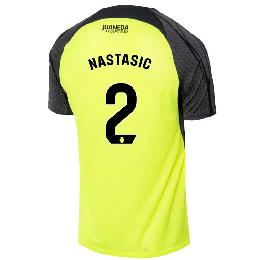 Danxen Uomo Maglia Matija Nastasic #2 Verde Fluorescente Nero Kit Gara Away 2024/25 Maglietta