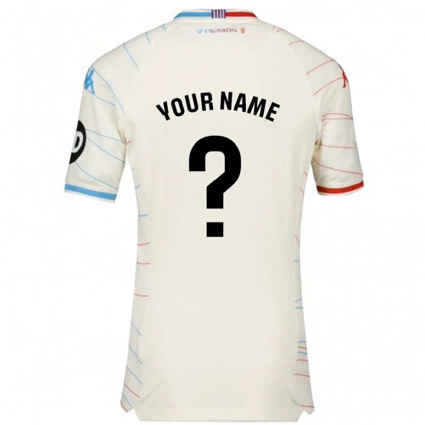 Danxen Uomo Maglia Il Tuo Nome #0 Bianco Rosso Blu Kit Gara Away 2024/25 Maglietta