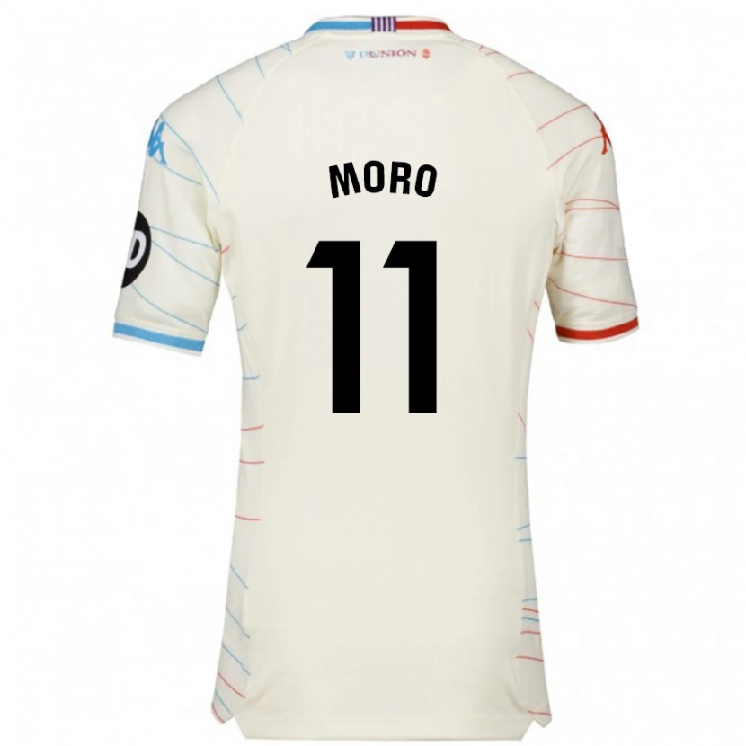 Danxen Uomo Maglia Raúl Moro #11 Bianco Rosso Blu Kit Gara Away 2024/25 Maglietta