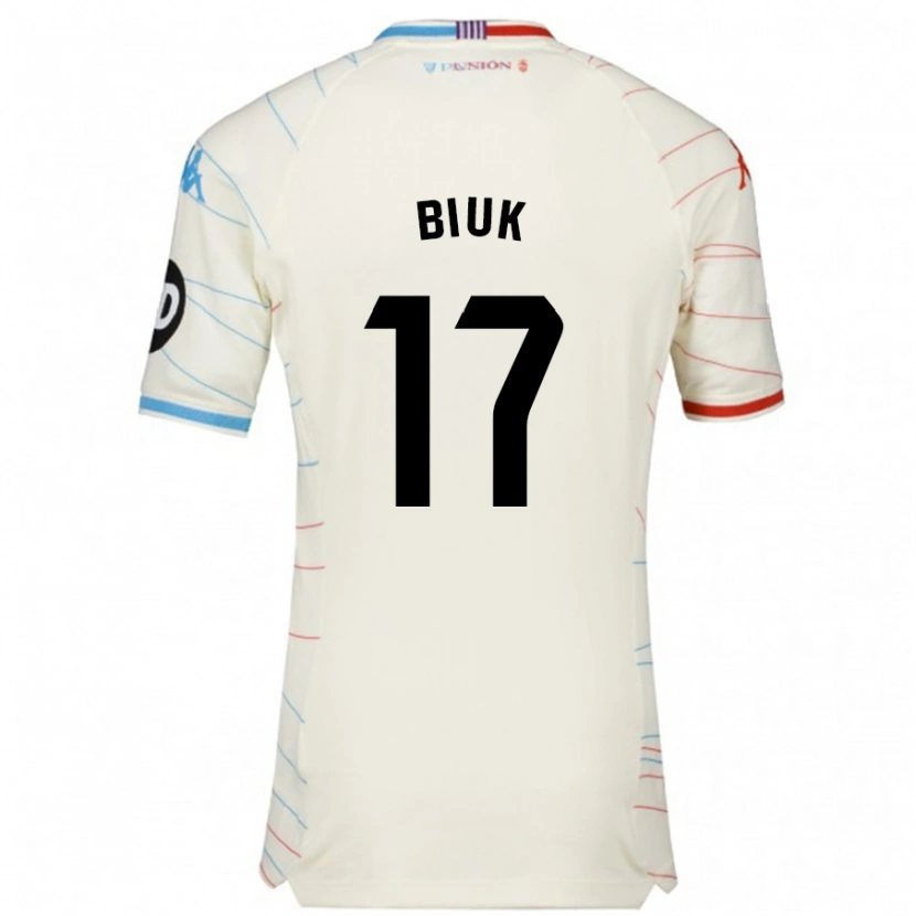 Danxen Uomo Maglia Stipe Biuk #17 Bianco Rosso Blu Kit Gara Away 2024/25 Maglietta