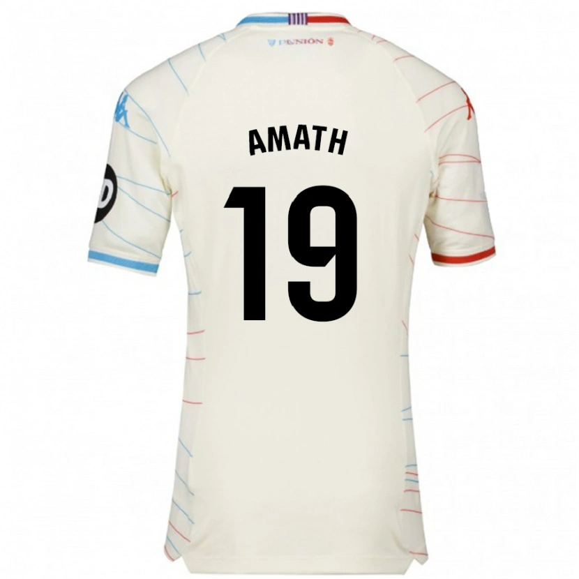 Danxen Uomo Maglia Amath Ndiaye #19 Bianco Rosso Blu Kit Gara Away 2024/25 Maglietta
