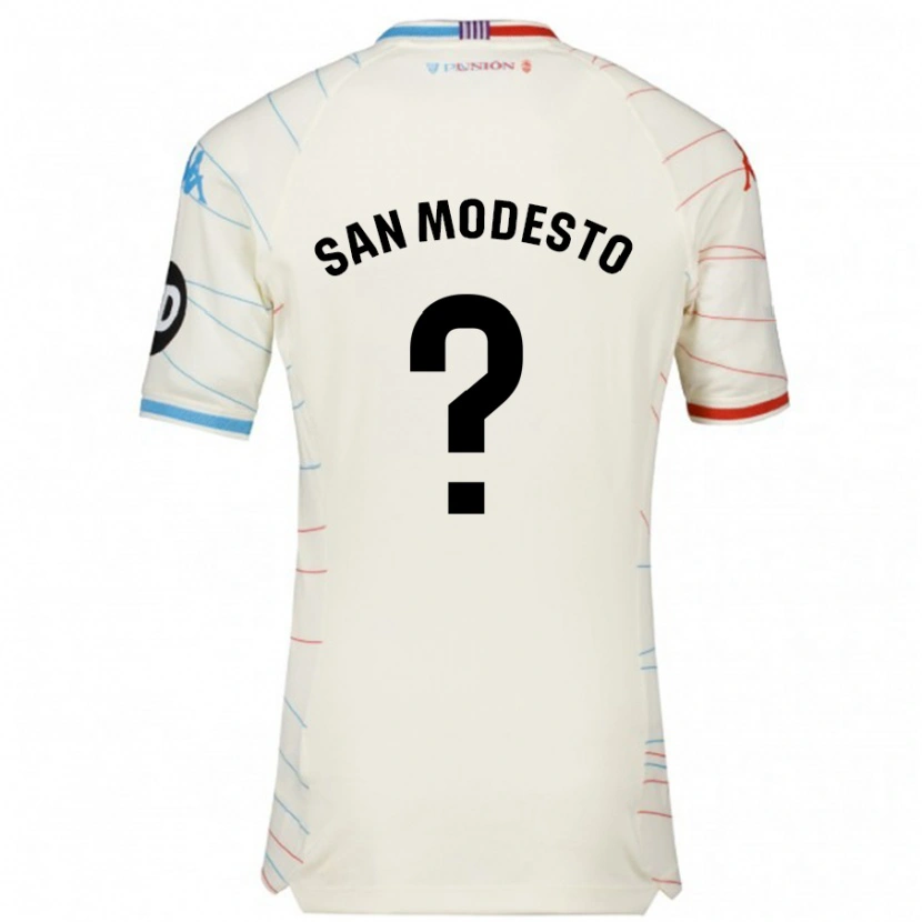 Danxen Uomo Maglia Hugo San Modesto #0 Bianco Rosso Blu Kit Gara Away 2024/25 Maglietta
