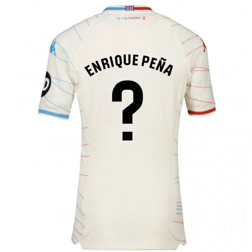 Danxen Uomo Maglia Enrique Peña #0 Bianco Rosso Blu Kit Gara Away 2024/25 Maglietta