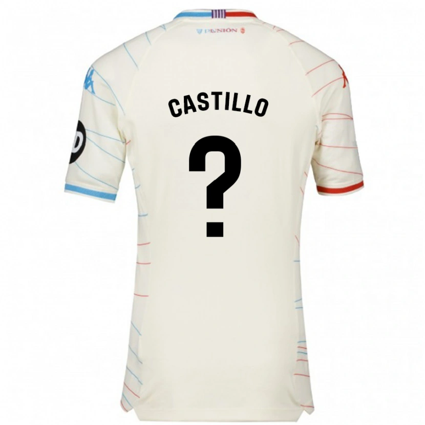 Danxen Uomo Maglia Gonzalo Castillo #0 Bianco Rosso Blu Kit Gara Away 2024/25 Maglietta