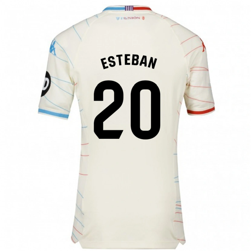 Danxen Uomo Maglia Sergio Esteban #20 Bianco Rosso Blu Kit Gara Away 2024/25 Maglietta