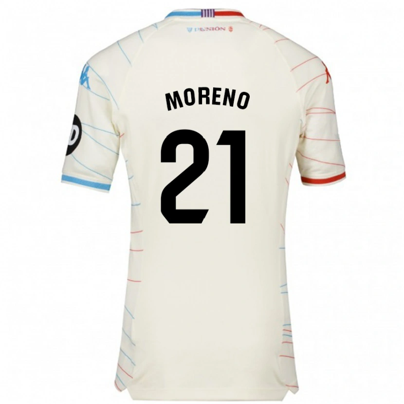 Danxen Uomo Maglia Xavi Moreno #21 Bianco Rosso Blu Kit Gara Away 2024/25 Maglietta