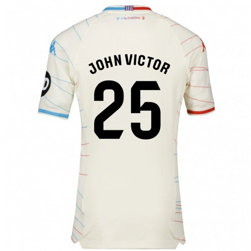 Danxen Uomo Maglia John Victor #25 Bianco Rosso Blu Kit Gara Away 2024/25 Maglietta