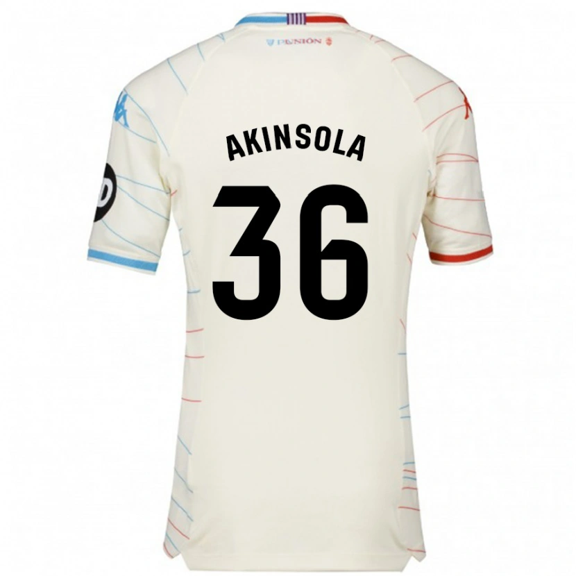 Danxen Uomo Maglia Tunde Akinsola #36 Bianco Rosso Blu Kit Gara Away 2024/25 Maglietta