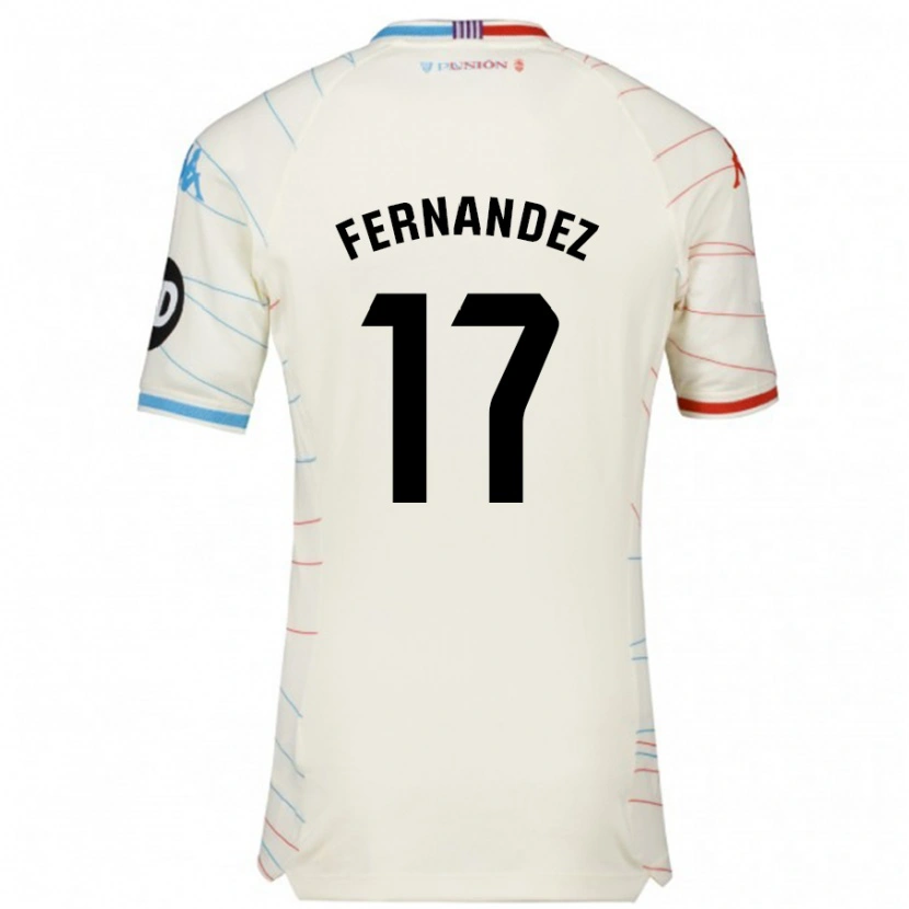 Danxen Uomo Maglia Dani Fernández #17 Bianco Rosso Blu Kit Gara Away 2024/25 Maglietta