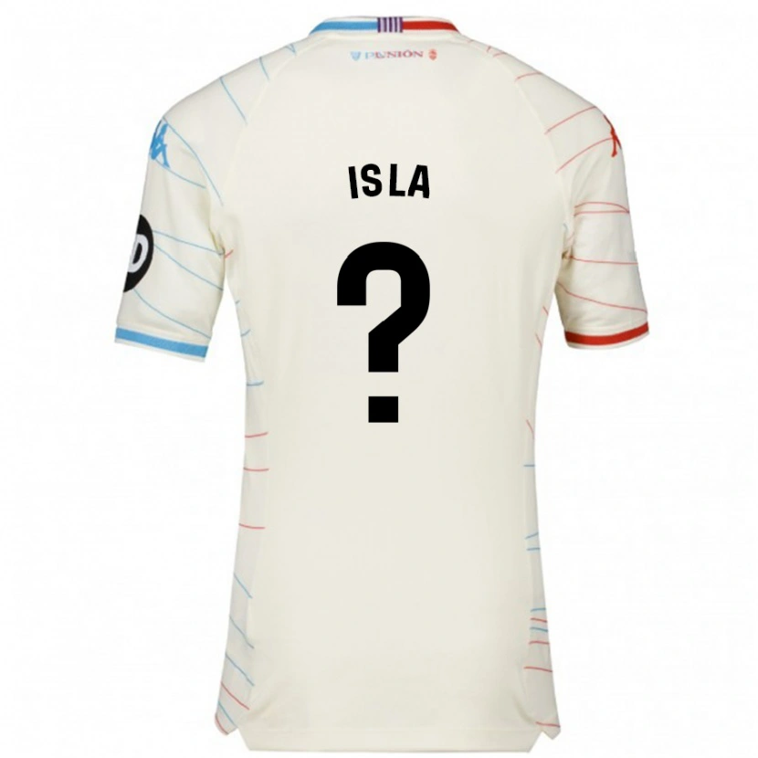 Danxen Uomo Maglia Cristian Isla #0 Bianco Rosso Blu Kit Gara Away 2024/25 Maglietta