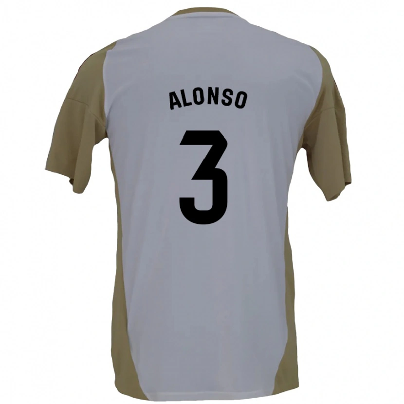 Danxen Uomo Maglia Julio Alonso #3 Marrone Bianco Kit Gara Away 2024/25 Maglietta