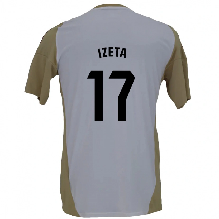 Danxen Uomo Maglia Urko Izeta #17 Marrone Bianco Kit Gara Away 2024/25 Maglietta
