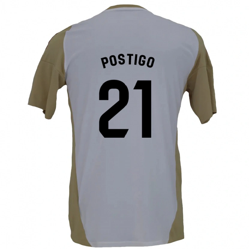 Danxen Uomo Maglia Sergio Postigo #21 Marrone Bianco Kit Gara Away 2024/25 Maglietta