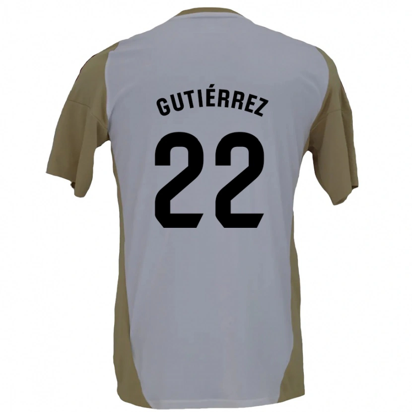 Danxen Uomo Maglia Juan Gutiérrez #22 Marrone Bianco Kit Gara Away 2024/25 Maglietta