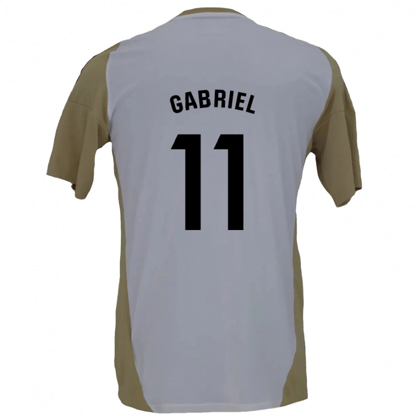 Danxen Uomo Maglia Sergio Gabriel #11 Marrone Bianco Kit Gara Away 2024/25 Maglietta