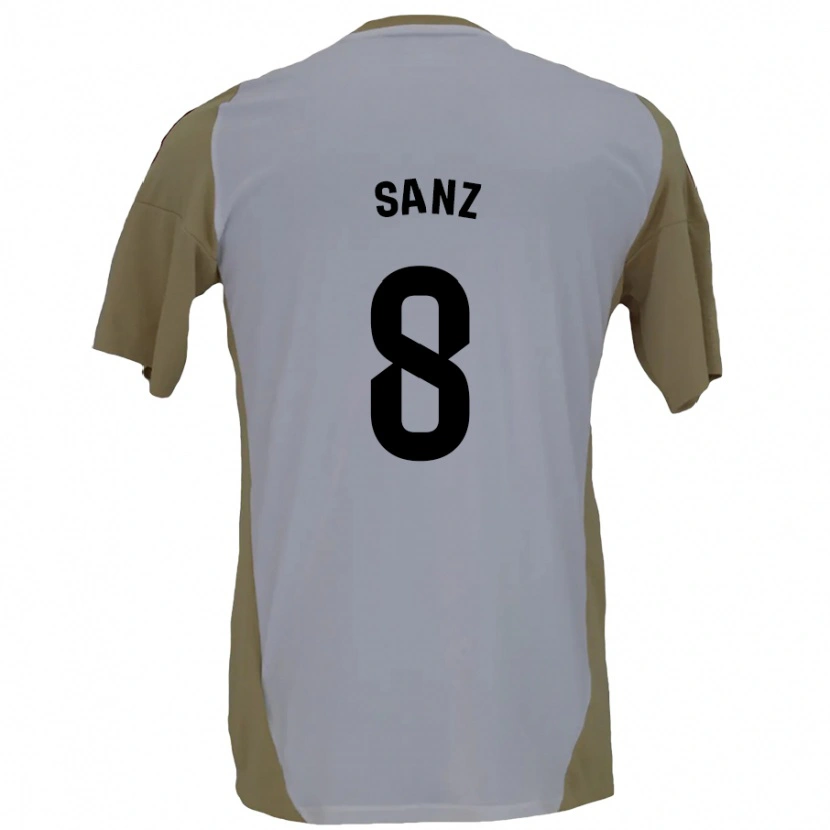 Danxen Uomo Maglia Álvaro Sanz #8 Marrone Bianco Kit Gara Away 2024/25 Maglietta