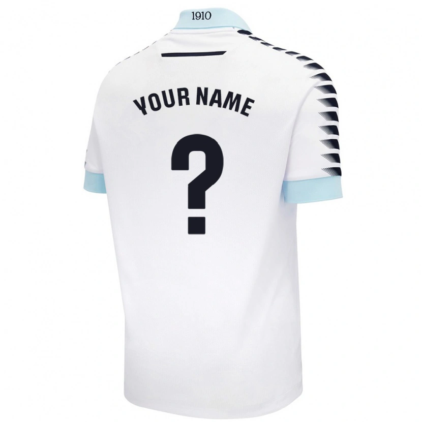 Danxen Uomo Maglia Il Tuo Nome #0 Bianco Blu Kit Gara Away 2024/25 Maglietta
