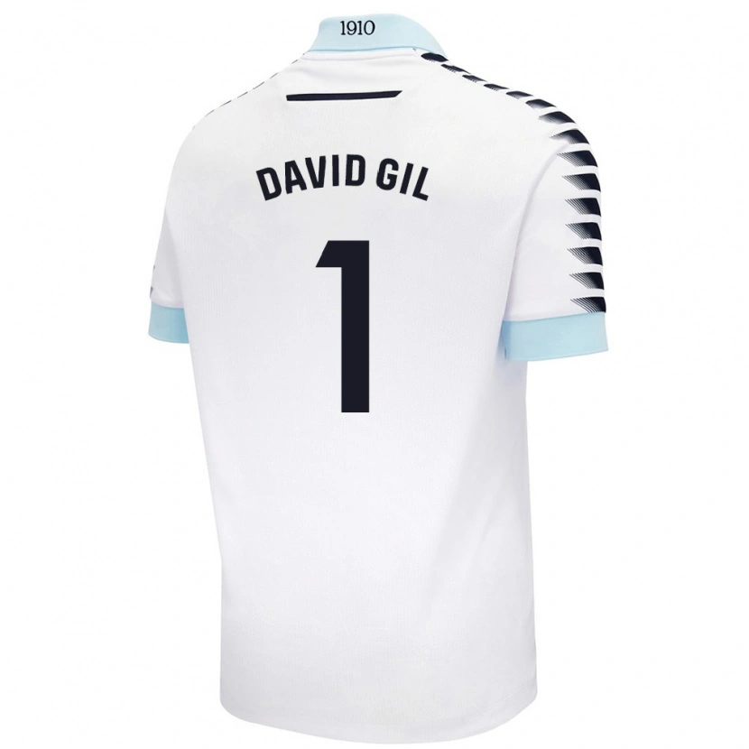 Danxen Uomo Maglia David Gil #1 Bianco Blu Kit Gara Away 2024/25 Maglietta