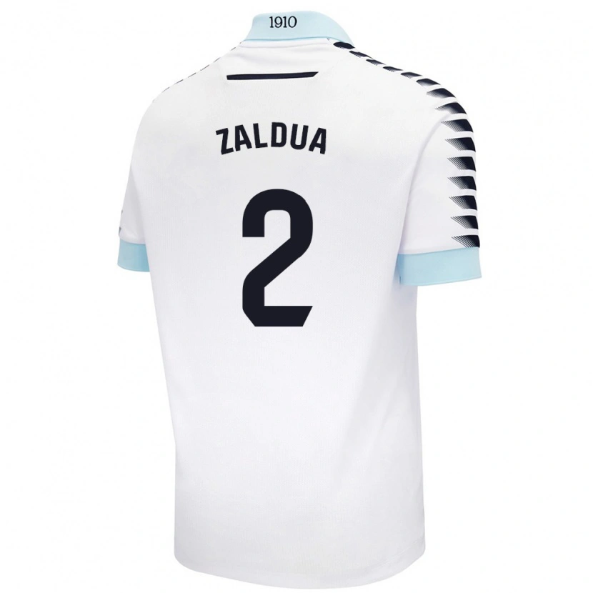Danxen Uomo Maglia Joseba Zaldua #2 Bianco Blu Kit Gara Away 2024/25 Maglietta