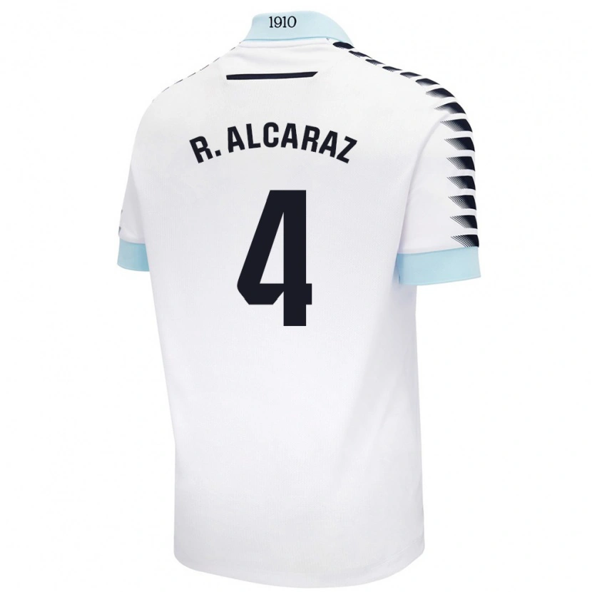 Danxen Uomo Maglia Rubén Alcaraz #4 Bianco Blu Kit Gara Away 2024/25 Maglietta