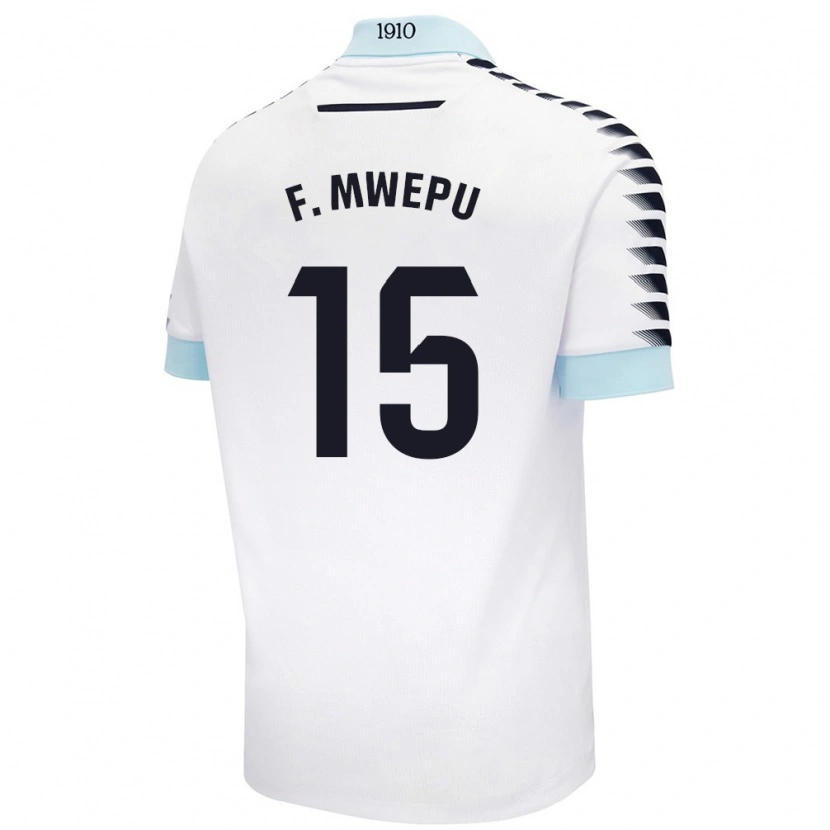 Danxen Uomo Maglia Francisco Mwepu #15 Bianco Blu Kit Gara Away 2024/25 Maglietta