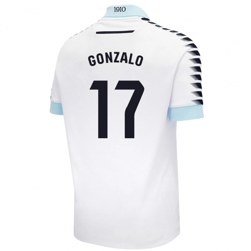 Danxen Uomo Maglia Gonzalo Escalante #17 Bianco Blu Kit Gara Away 2024/25 Maglietta