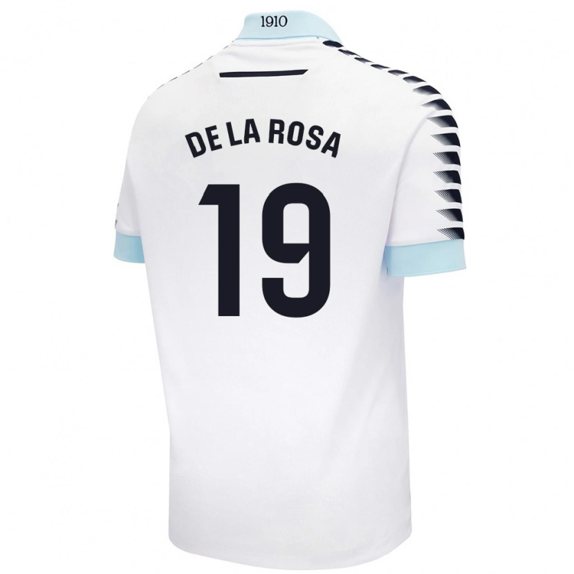 Danxen Uomo Maglia José Antonio De La Rosa #19 Bianco Blu Kit Gara Away 2024/25 Maglietta