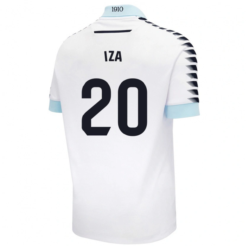 Danxen Uomo Maglia Iza Carcelén #20 Bianco Blu Kit Gara Away 2024/25 Maglietta